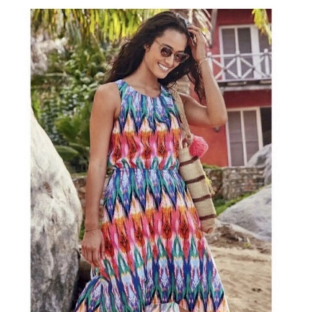 ATHLETA Ikat Martinique Dress LARGE Sleeveless Lightweight Multicolor - Picture 2 of 9
